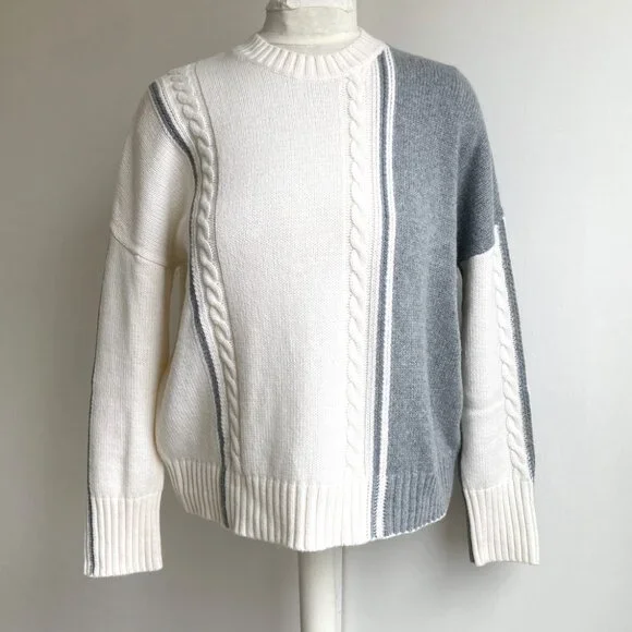 Zaket & Plover Wool Blend Cable Trim Sweater - Picture 5 of 11